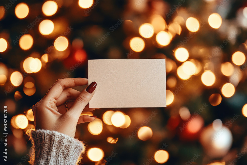 Holiday Card with Bokeh Lights Background