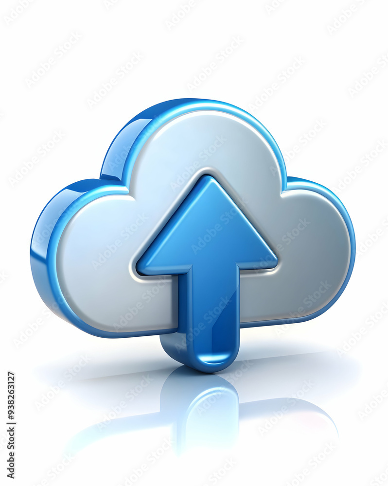 Modern Cloud Storage Icon with Upload Arrow for Virtual Meetings on White Background - Photo Stock Concept Modern Cloud Storage Icon with Upload Arrow for Virtual Meetings on White Background - Photo Stock Concept