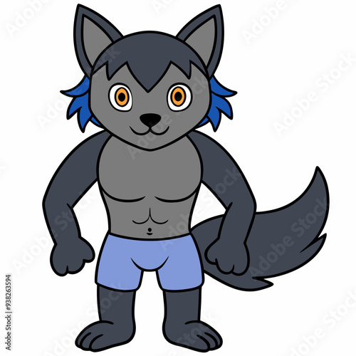 Full-Body Wolf with Human Features Vector Design art vector illustration