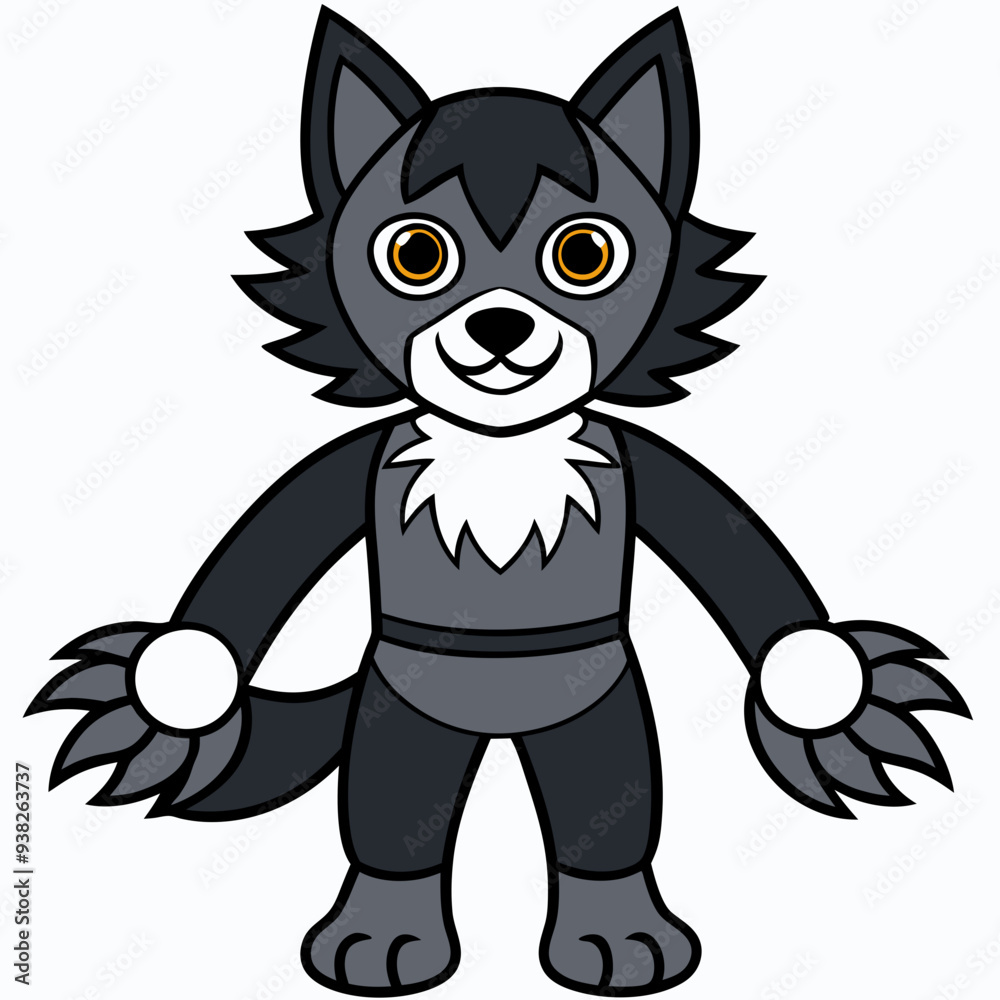 Obraz premium Full-Body Wolf with Human Features Vector Design art vector illustration