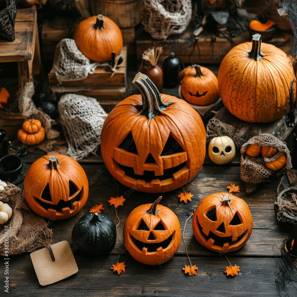 Woman Crafting a Jack-O-Lantern for Halloween Celebration Woman Crafting a Jack-O-Lantern for Halloween Celebration
