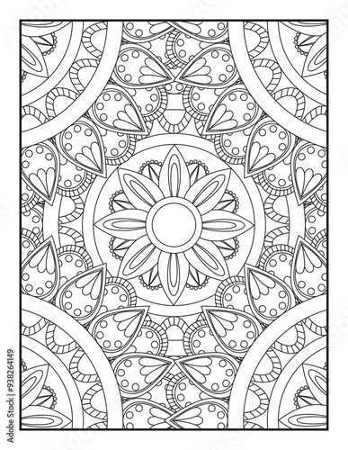 Mandala Coloring Book For Adult. Mandala Coloring Book. coloring page for children and adults.. Ornamental mandala adult coloring book page.