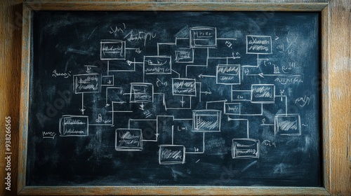 Chaotic Organizational Decision Tree on Chalkboard
