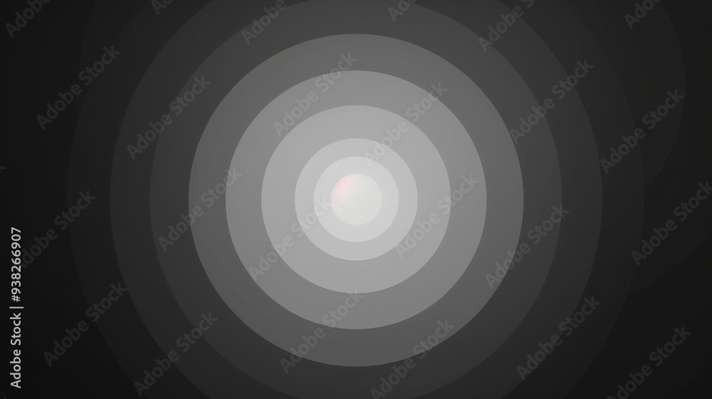 Fototapeta premium Monochromatic composition with concentric circles fading from dark to light, creating a hypnotic and minimalist atmosphere.