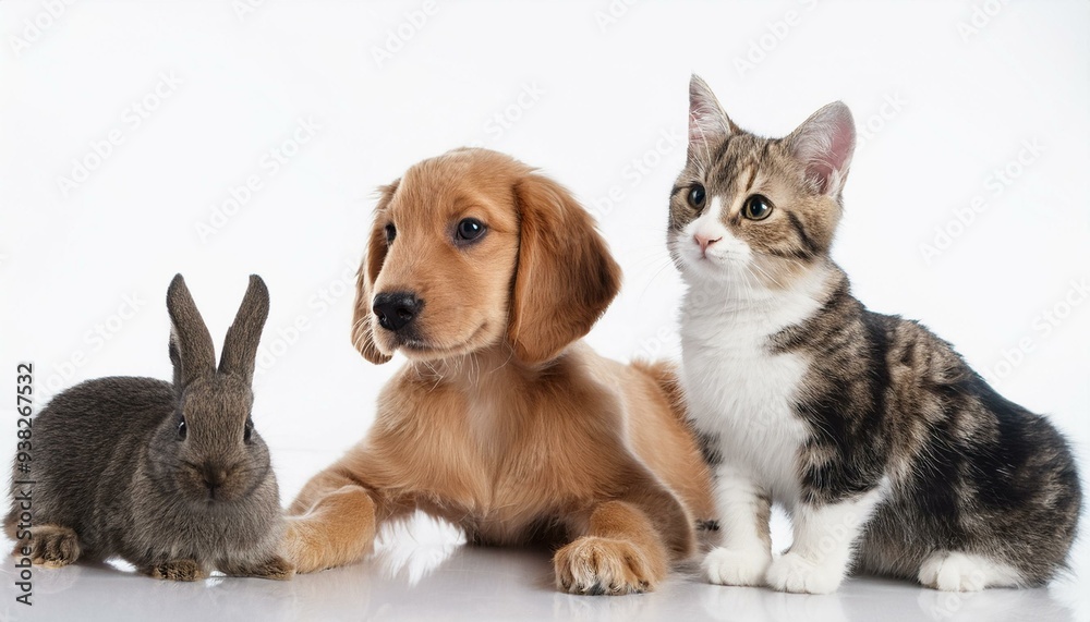犬と猫とウサギのポートレート(Group of dog and cat and rabbit portrait white background)
犬と猫とウサギのポートレート(Group of dog and cat and rabbit portrait white background)
