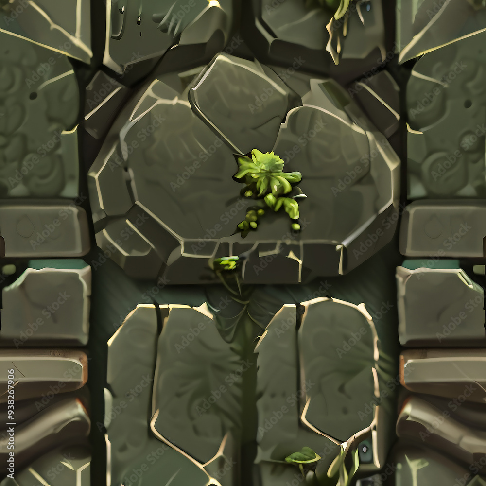 Fototapeta premium Seamless medieval fantasy tile floor texture