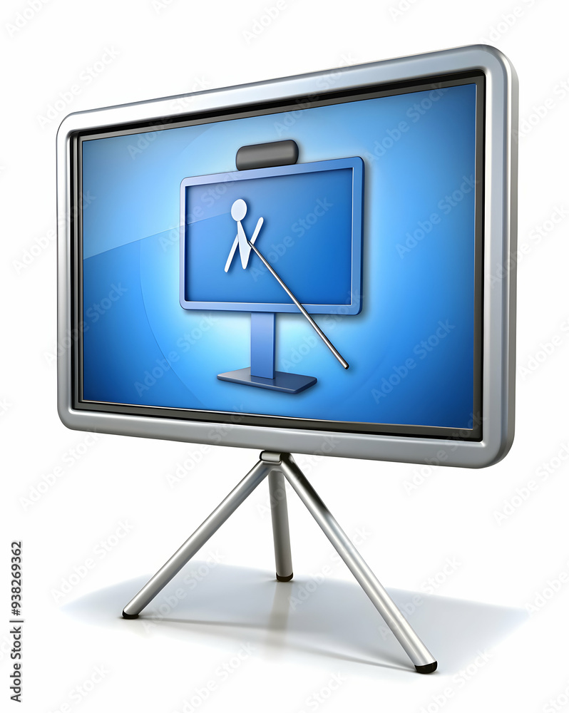 Online Presentation Icon with Pointer Symbol on White Background in Stock Photo Concept Online Presentation Icon with Pointer Symbol on White Background in Stock Photo Concept