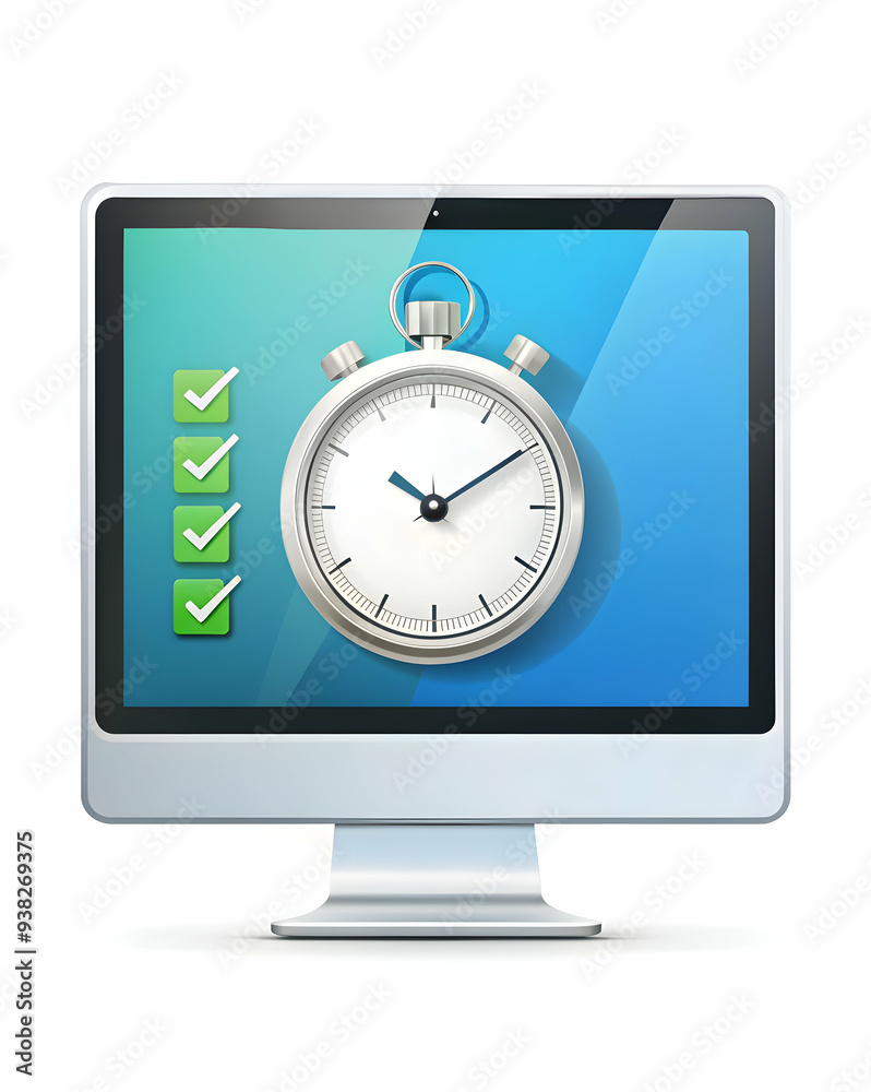 Online Quiz and Timer Vector Illustration for Educational Content in Photo Stock Online Quiz and Timer Vector Illustration for Educational Content in Photo Stock