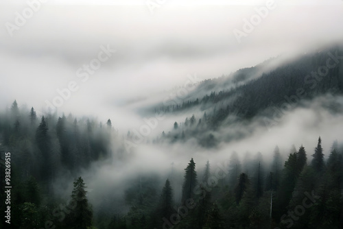 A forest filled with lots of trees covered in fog