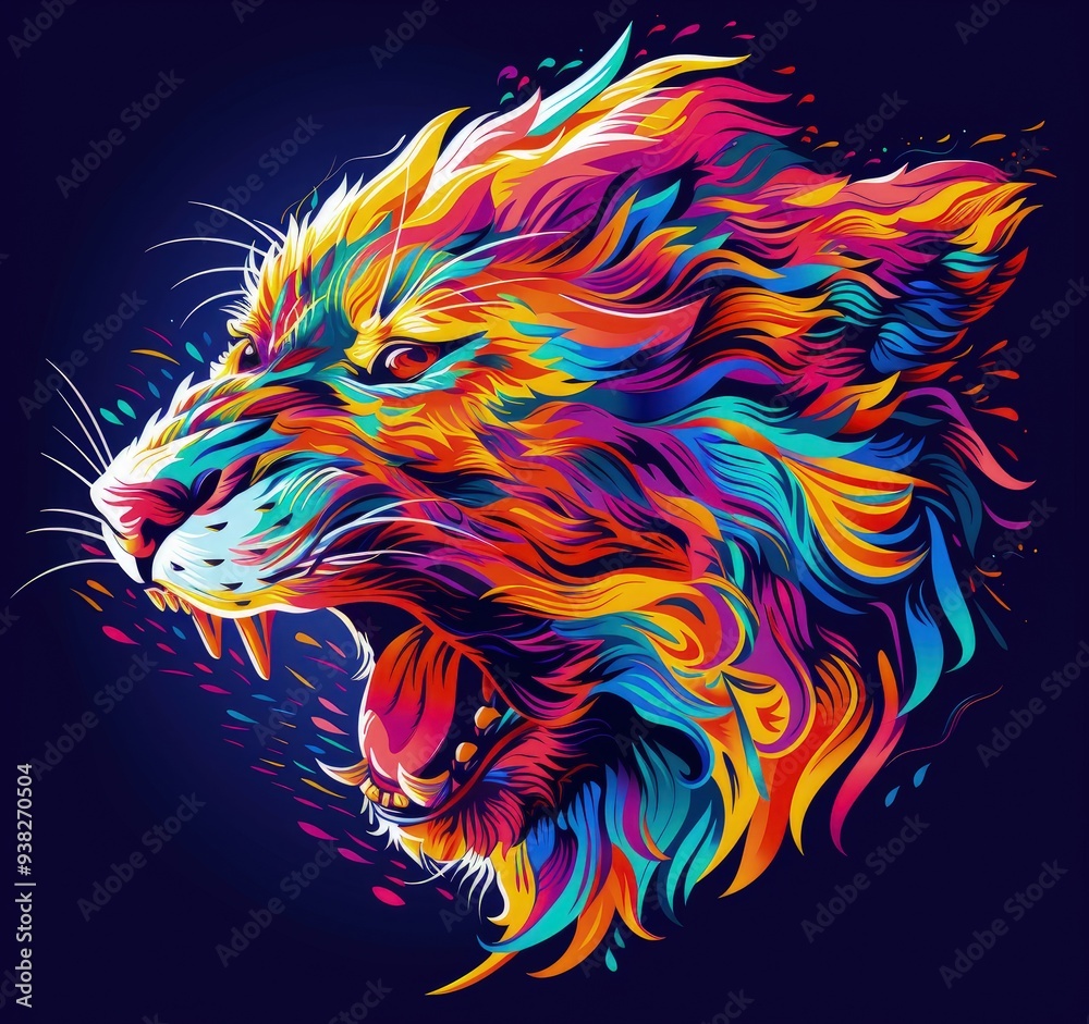 Fototapeta Hand drawn wolf monster illustration for full print t-shirt design,