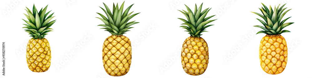 Vibrant pineapples arranged in a delightful pattern, showcasing their lush green tops and golden skin, perfect for tropical themes. Vibrant pineapples arranged in a delightful pattern, showcasing their lush green tops and golden skin, perfect for tropical themes.
