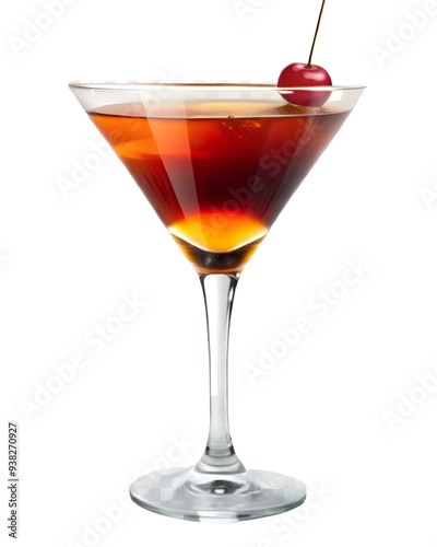 Wallpaper Mural Elegant Dark Amber Cocktail in Martini Glass with Cherry Torontodigital.ca