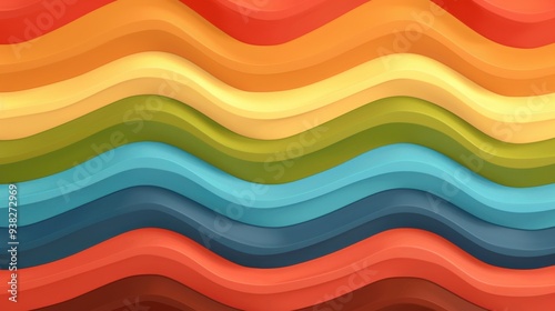 Abstract vibrant wavy lines in warm and cool tones offering a dynamic, playful, and harmonious visual composition.