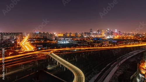 Beijing Fengtai Station night scene time-lapse real shot photo