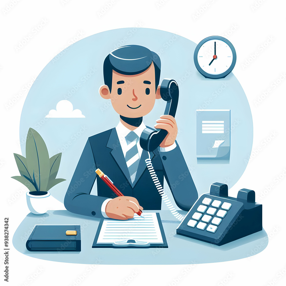 Vector illustration of desk phone and notepad isolated on white background, perfect for home office themes. Ideal for communication and note taking. Photo stock concept. Vector illustration of desk phone and notepad isolated on white background, perfect for home office themes. Ideal for communication and note taking. Photo stock concept.
