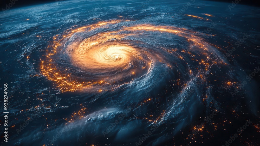 dramatic satellite view of a massive hurricane over florida swirling ...