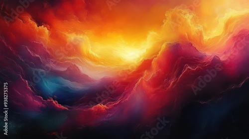 Wallpaper Mural dreamlike abstract painting swirling vibrant hues ethereal figures emerge from kaleidoscopic background fantasy landscape with floating elements evoking wonder and imagination Torontodigital.ca