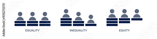 Equality, inequality, equity icon vector set.