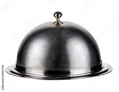 PNG cutout of a shimmering silver cloche  photo