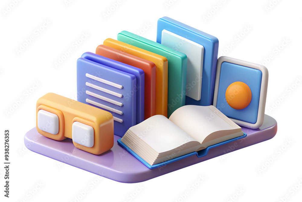 Vector icons of e-books and library for digital reading and online education on white background. Ideal for educational projects. Vector icons of e-books and library for digital reading and online education on white background. Ideal for educational projects.