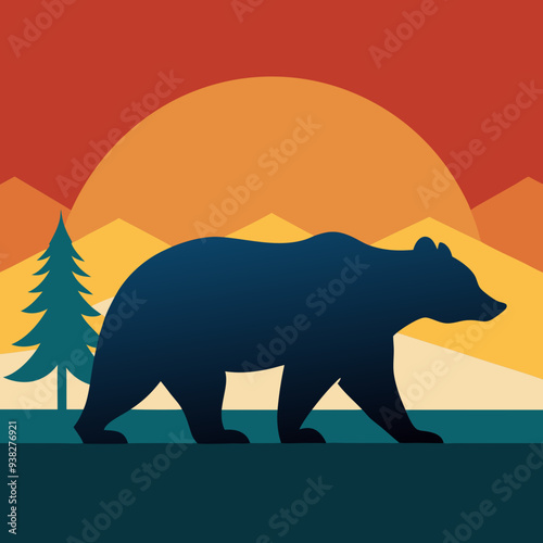 California Bear art vector illustration