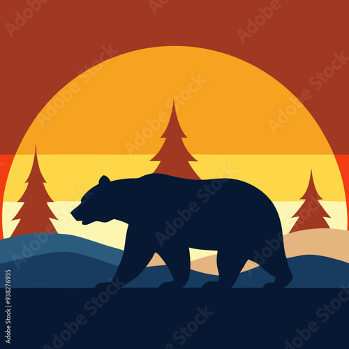 California Bear art vector illustration