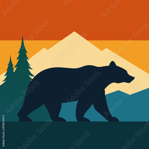 California Bear art vector illustration