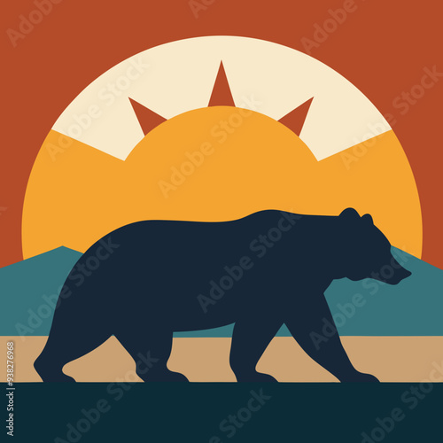 California Bear art vector illustration