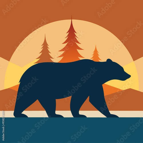 California Bear art vector illustration