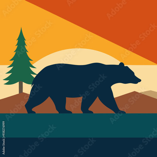 California Bear art vector illustration