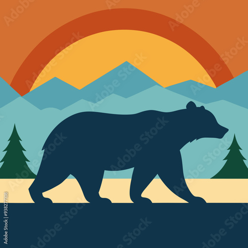 California Bear art vector illustration