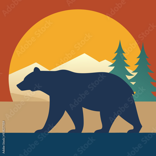 California Bear art vector illustration
