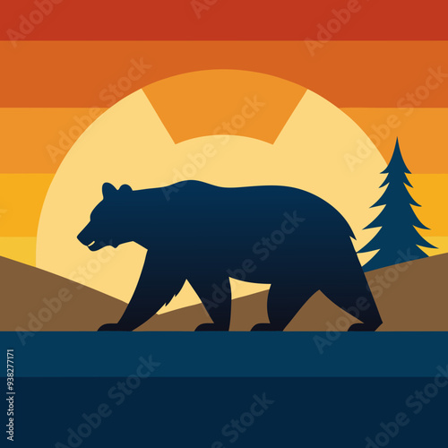 California Bear art vector illustration