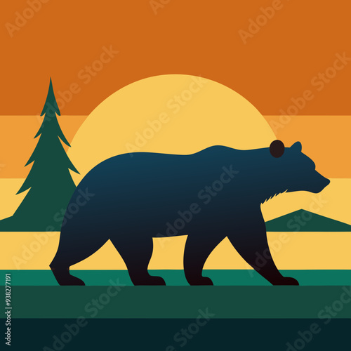 California Bear art vector illustration