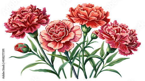 Carnation flower isolated on white background, Carnation illustration, Carnation flower vector