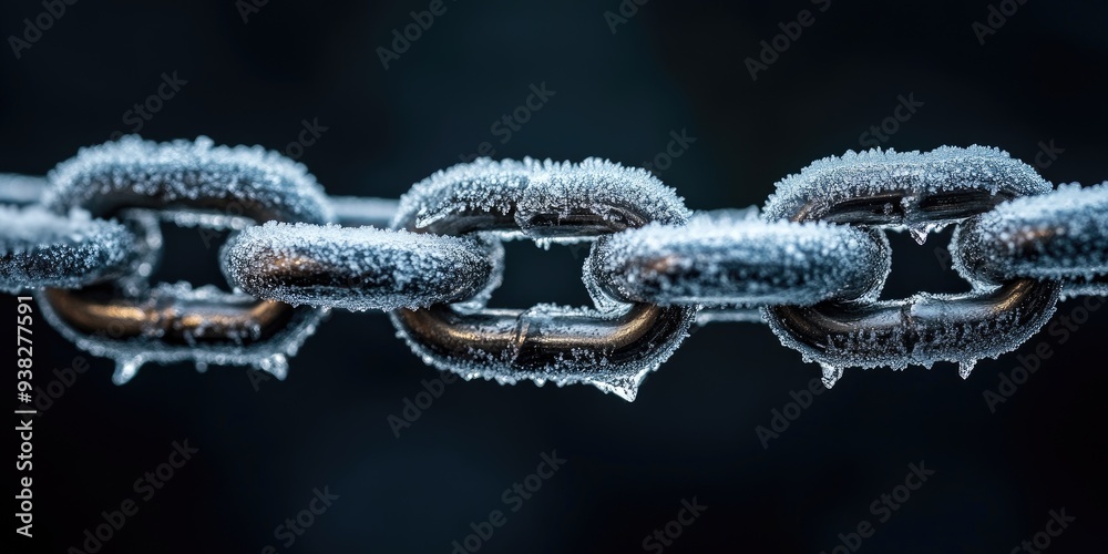 Close-up of a Frozen Metal Chain Close-up of a Frozen Metal Chain