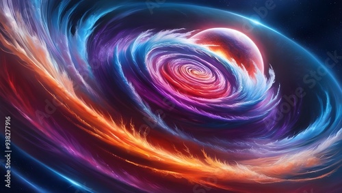 A mesmerizing swirling vortex of colors and shapes representing a burst of creative ideas