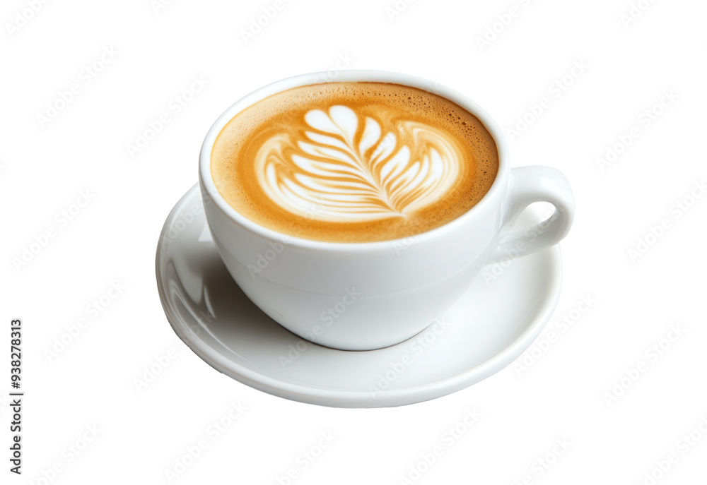 White cup coffee leaf or heart design. White cup coffee leaf or heart design.