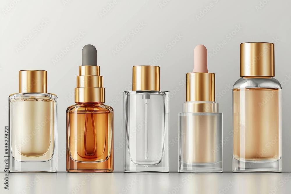 Luxurious cosmetic packaging bottles created with generative AI Luxurious cosmetic packaging bottles created with generative AI