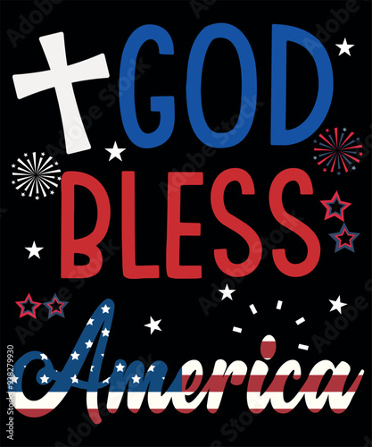 god bless America  4th of July t-shirt design