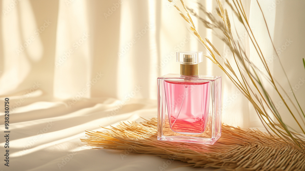 Fototapeta premium Elegant Perfume Bottle with Dried Floral Arrangement