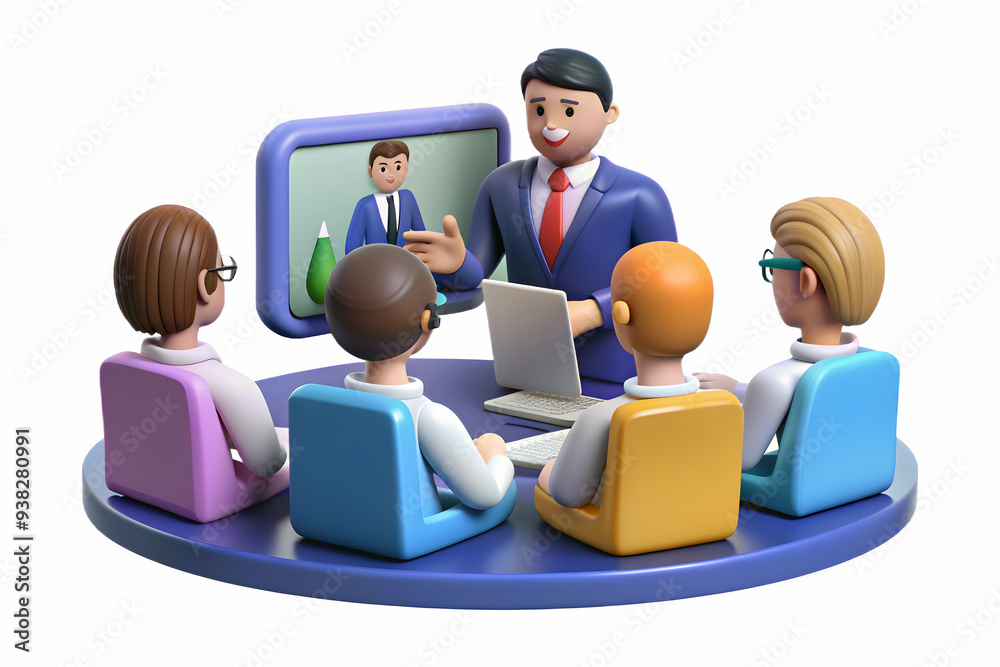 Virtual sales team meeting to strategize sales remotely in a professional workspace.