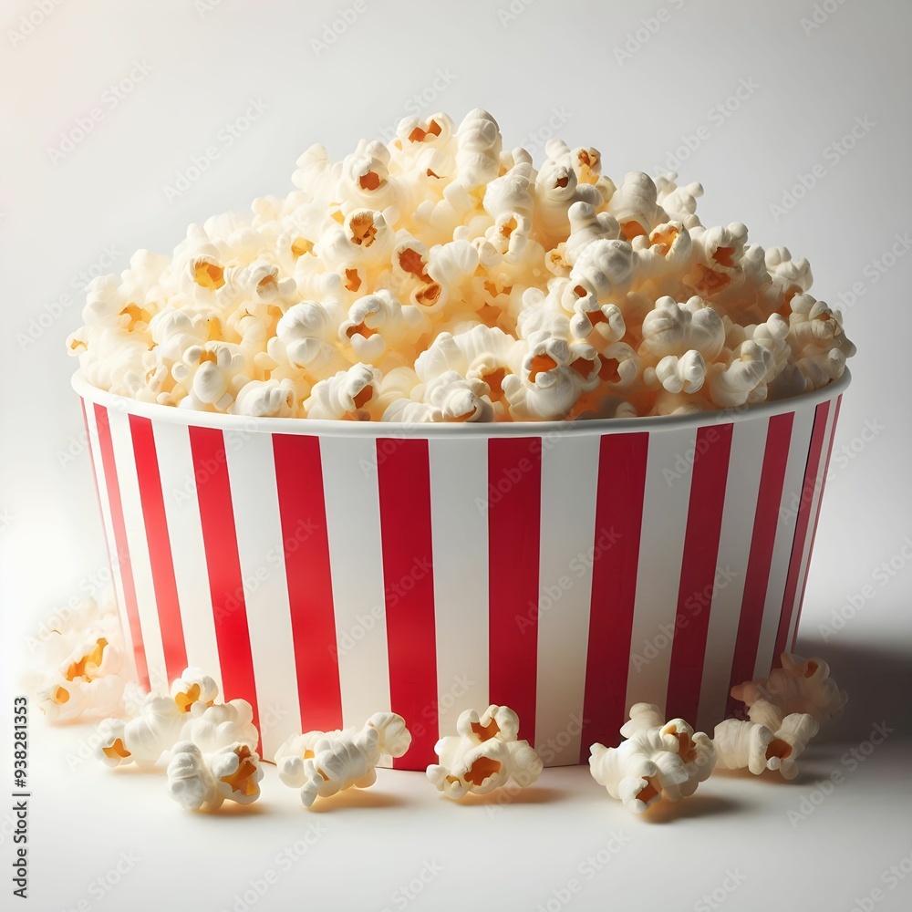 Red white Popcorn basket in white background Red white Popcorn basket in white background