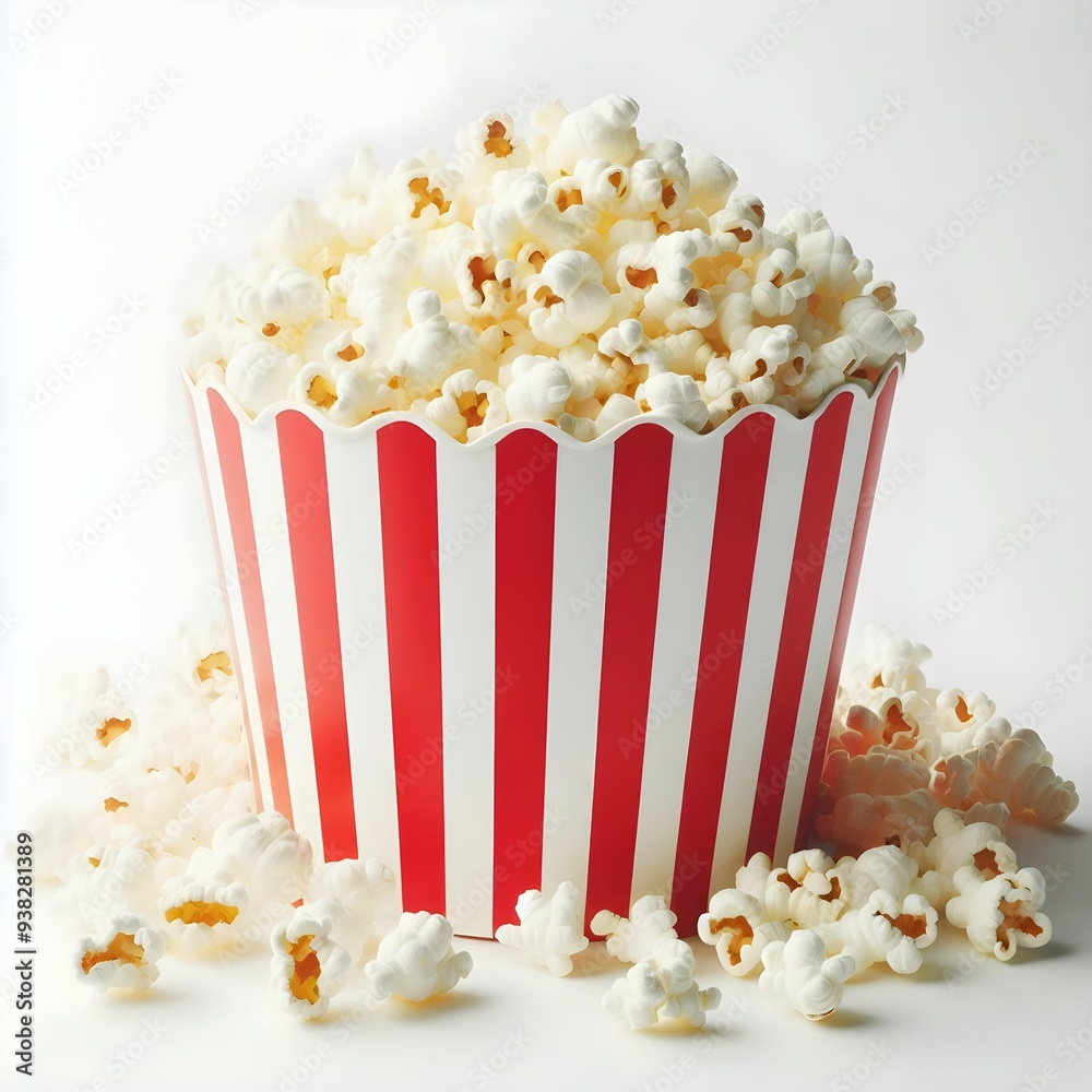 Red white Popcorn basket in white background Red white Popcorn basket in white background