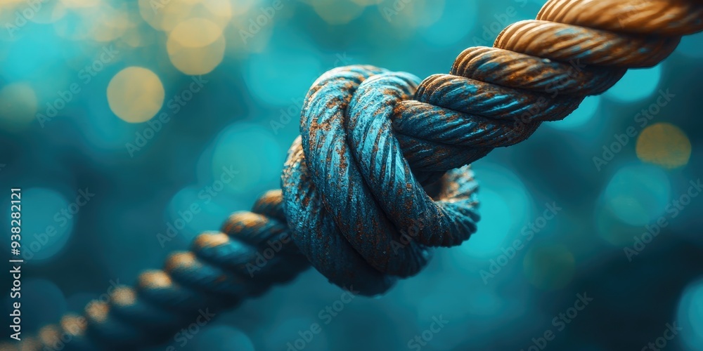A Close-up of a Twisted Rope Knot with Blurred Background A Close-up of a Twisted Rope Knot with Blurred Background