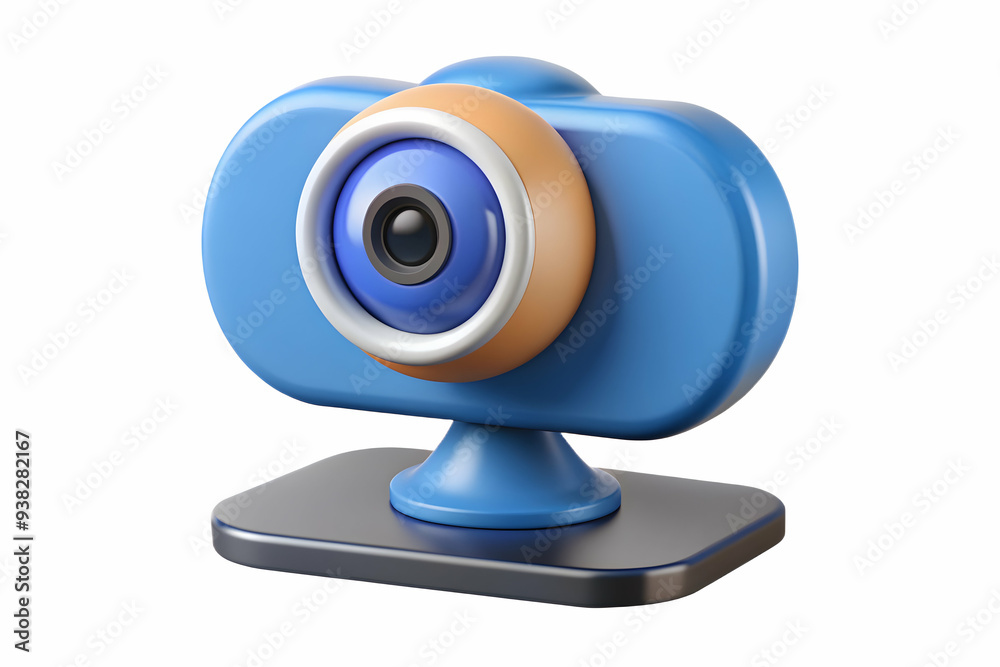 Modern webcam on flat screen monitor for virtual meetings, isolated on white background. Clean design concept in stock photo. Modern webcam on flat screen monitor for virtual meetings, isolated on white background. Clean design concept in stock photo.