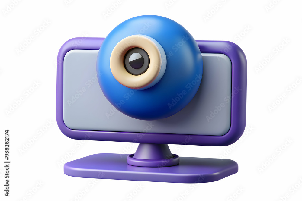 Modern webcam and monitor setup for virtual meetings on white background in stock photo concept Modern webcam and monitor setup for virtual meetings on white background in stock photo concept