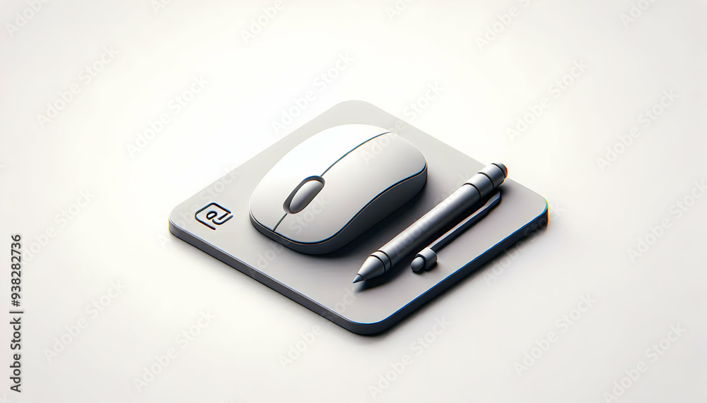 3D Icon Mouse Pad and Stylus Pen ideal for tech-forward home office setup. Vector image isolated on white background. 3D Icon Mouse Pad and Stylus Pen ideal for tech-forward home office setup. Vector image isolated on white background.