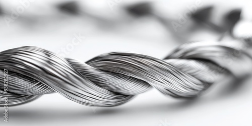 A Close-Up of a Twisted Metallic Wire Braid photo