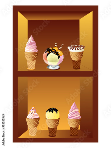 A collection of ice creams with different flavors